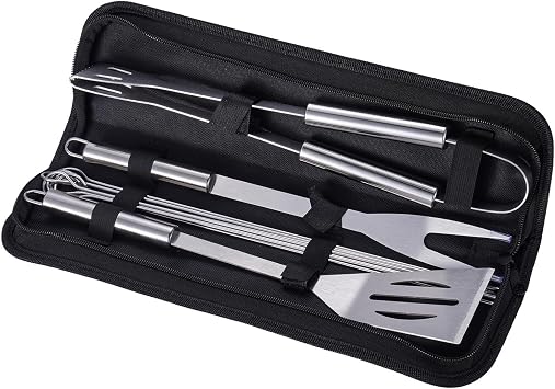 LAUDLIFE 12-Piece Tools Set for Propane Gas Griddle & Grills, Heavy Duty BBQ Tools - Professional Stainless Steel Utensils with Spatula, Fork, Tongs & Skewers for Outdoor Patio Cooking