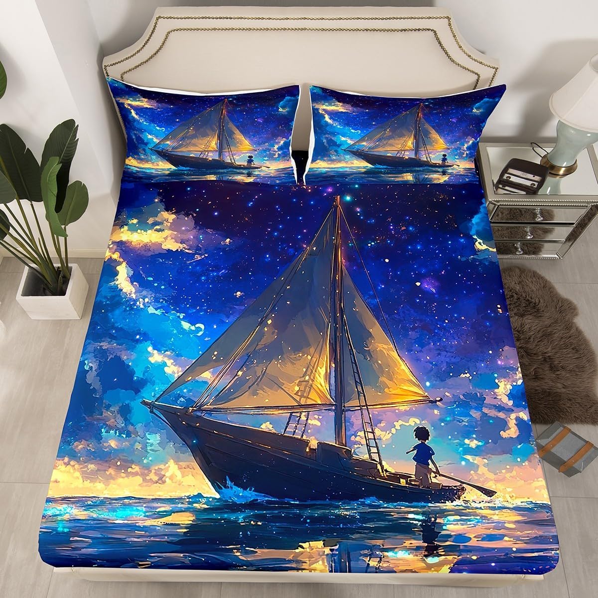 jejeloiu Tiger Fitted Sheet Queen Size Kids Wild Animal Bed Sheet Set for Boys Girls Teens Wildlife Tree Bedding Set Breathable Safari Cat Print Bed Cover Room Decor Bed Set