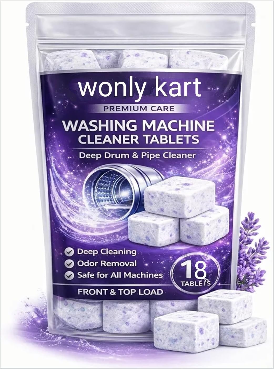 Washing Machine Cleaner Tablets (18Tablets) | Drum & Pipe Deep Cleaner | Lavender Scent | Removes Odour, Limescale & Residue | For Front Load & Top Load Fully Automatic Washing Machines-image-46