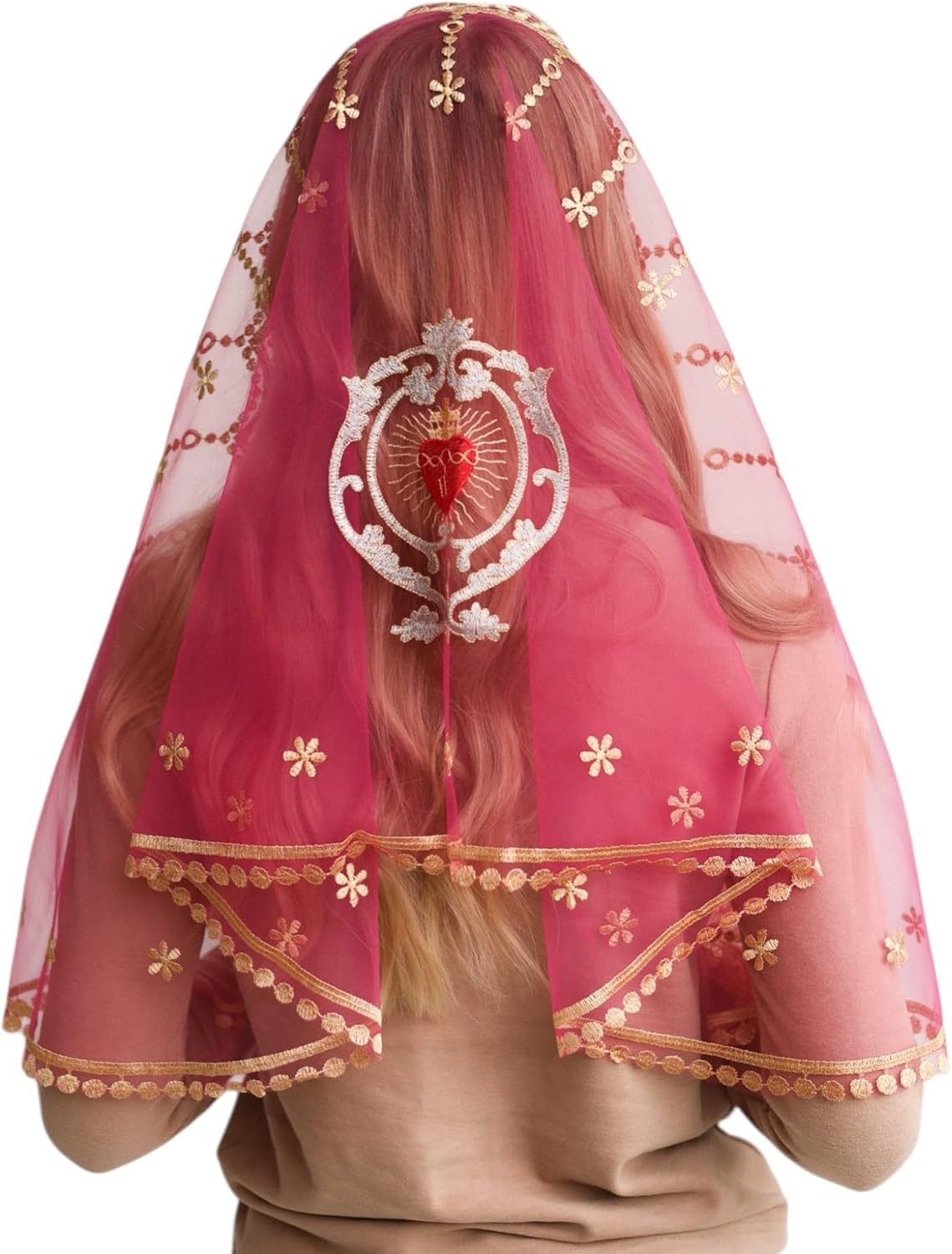Catholic Mantilla Mass Infinity Veil Church Lace Veil Spanish Chapel Mass Head Covering Veil Long Heart