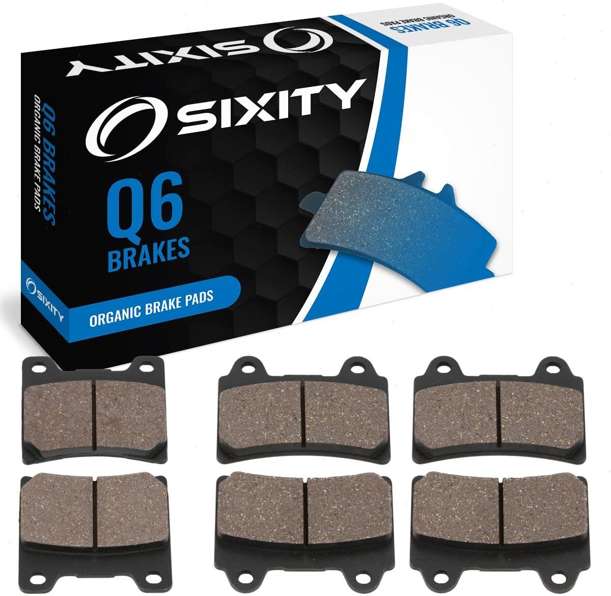 Sixity Q6 Front Rear Organic Brake Pads compatible with Yamaha TDM850 D DC E EC 1992-1993 Complete Set