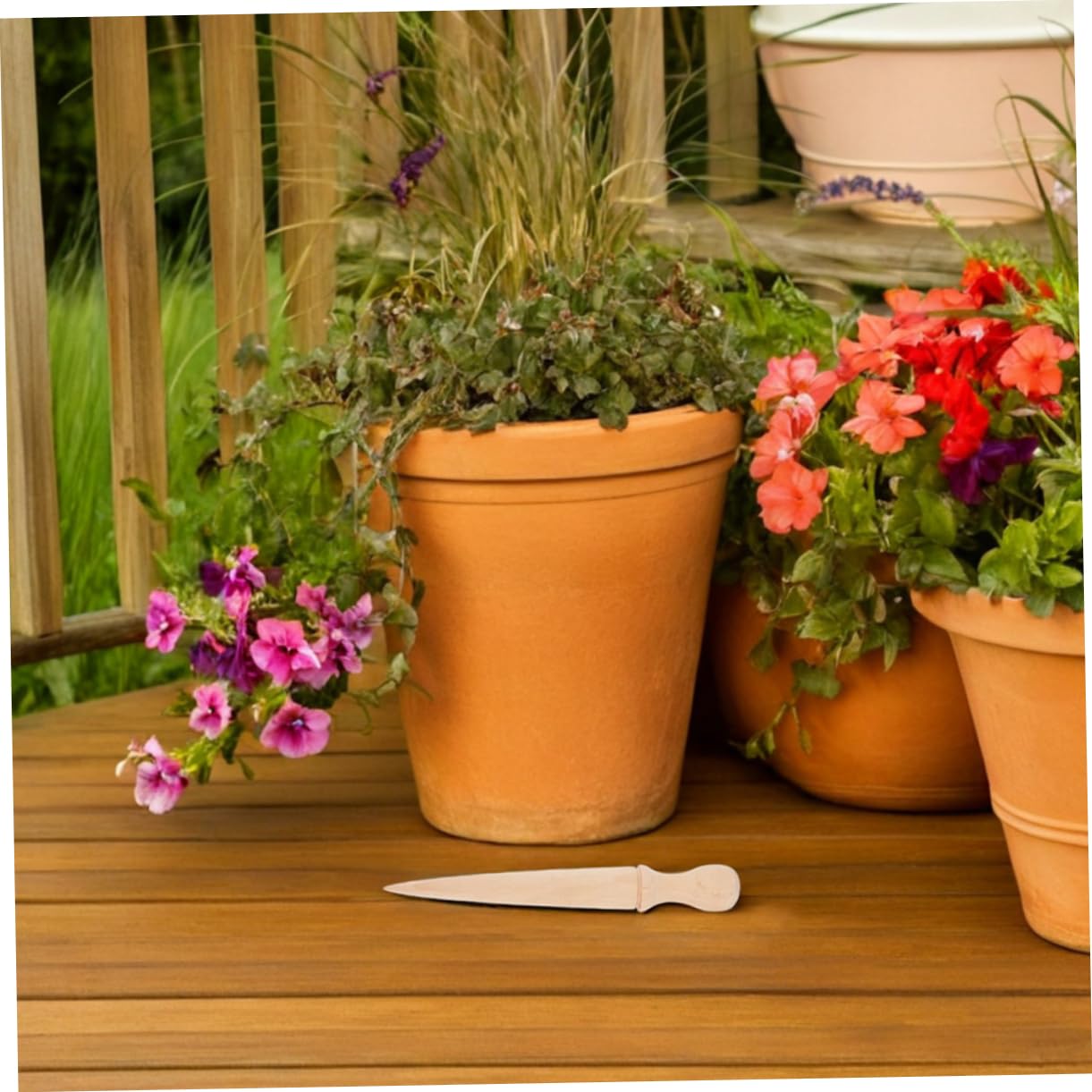 SUPVOX 6 Pièces Outil De Plantation à Manche Bois Piquet De Jardinage Outil De Semis Bêche à Planter Bêche De Jardin De Poinçon Pour Jardin