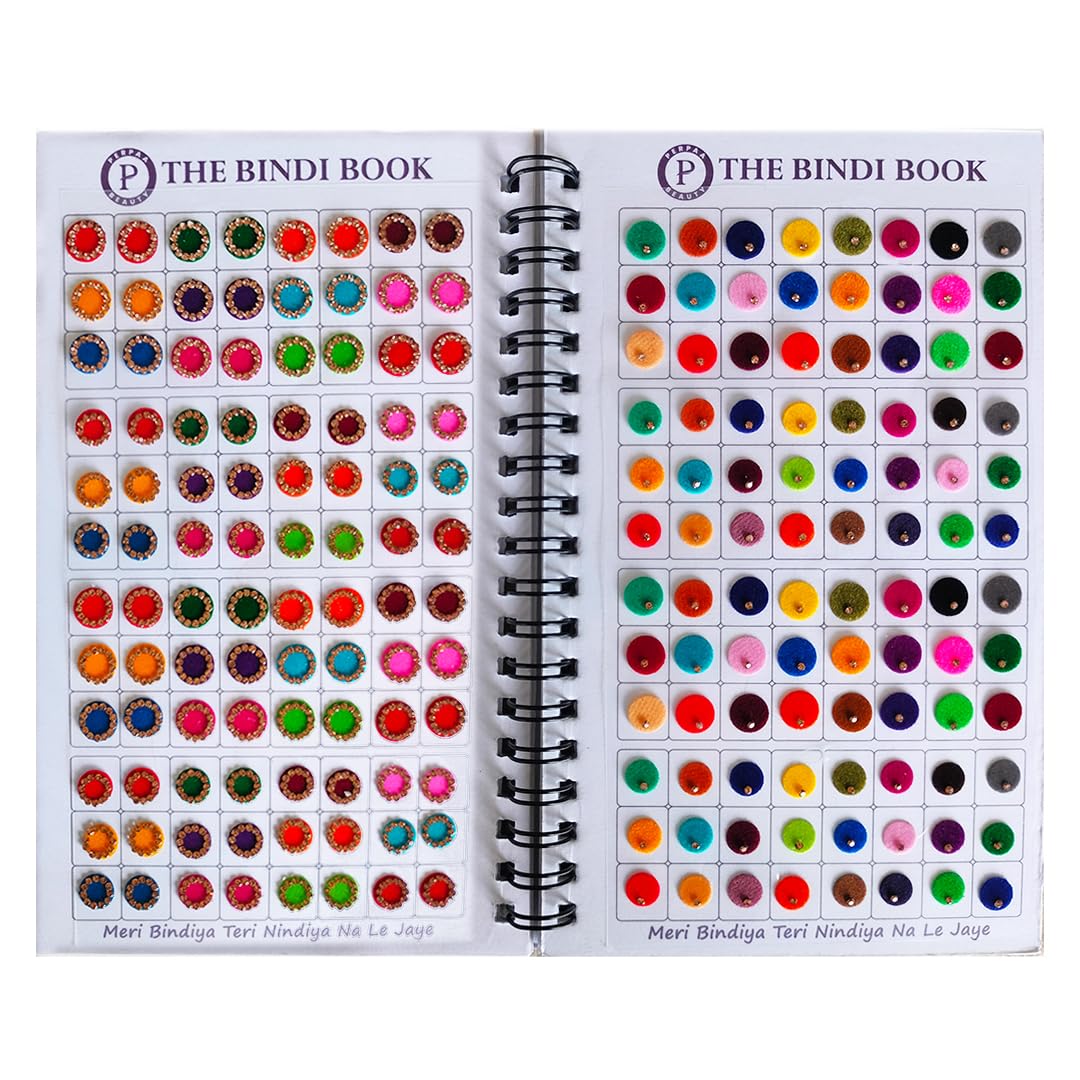 Perpaa Beauty All-in-One Bindi Book with Mirror – 576 Bindis for Women | Round Plain Stone Bindi | Reusable Self-Adhesive Designer Collection-picture-14