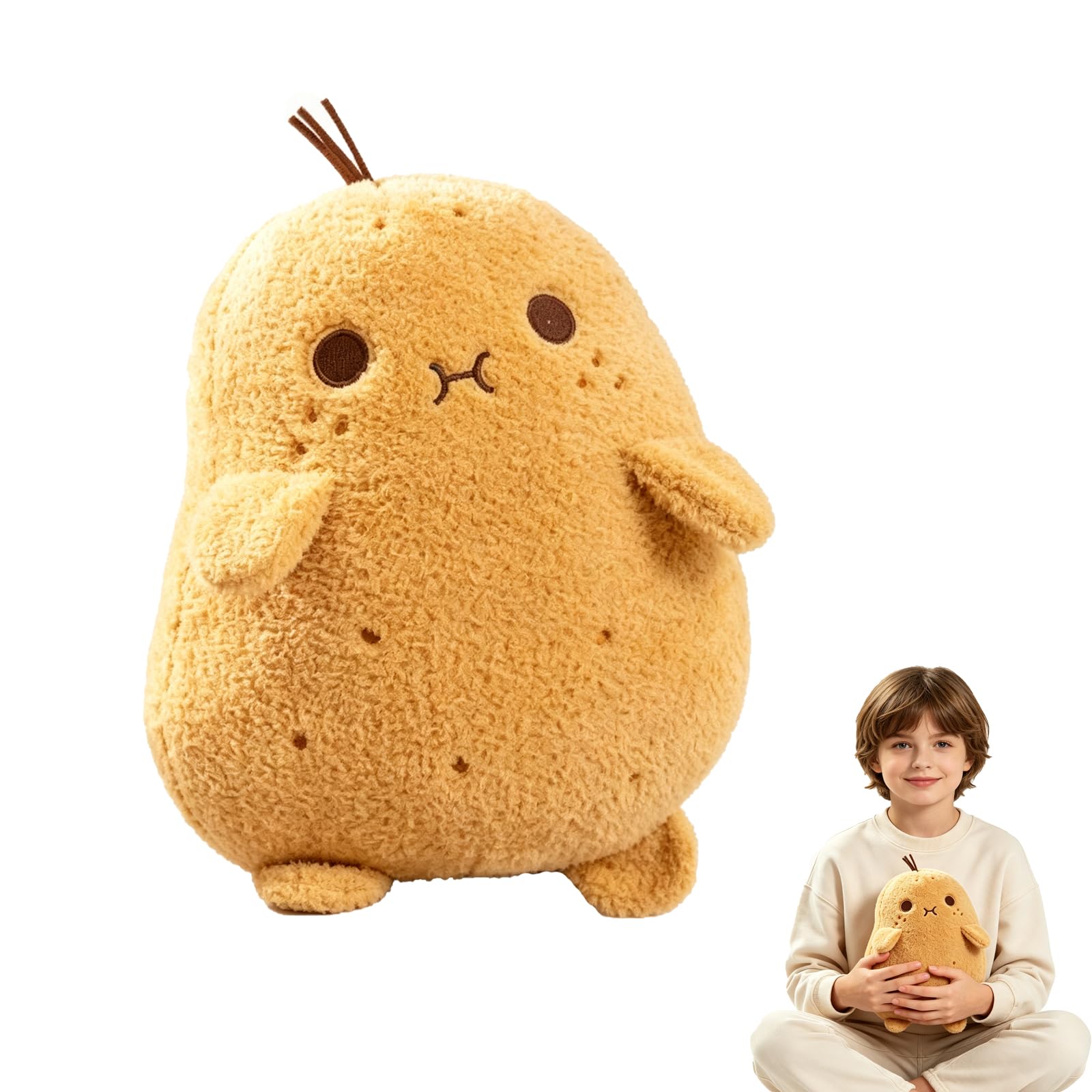 ZPSCXQ Potato Squishy Plushies for Girls, Cute Plush Pillow for Mood Expression, Reversible Potato Plushie, Soft Stuffed Food Plushies for Travel and Study Companion, Brown 23 cm Plush Toy
