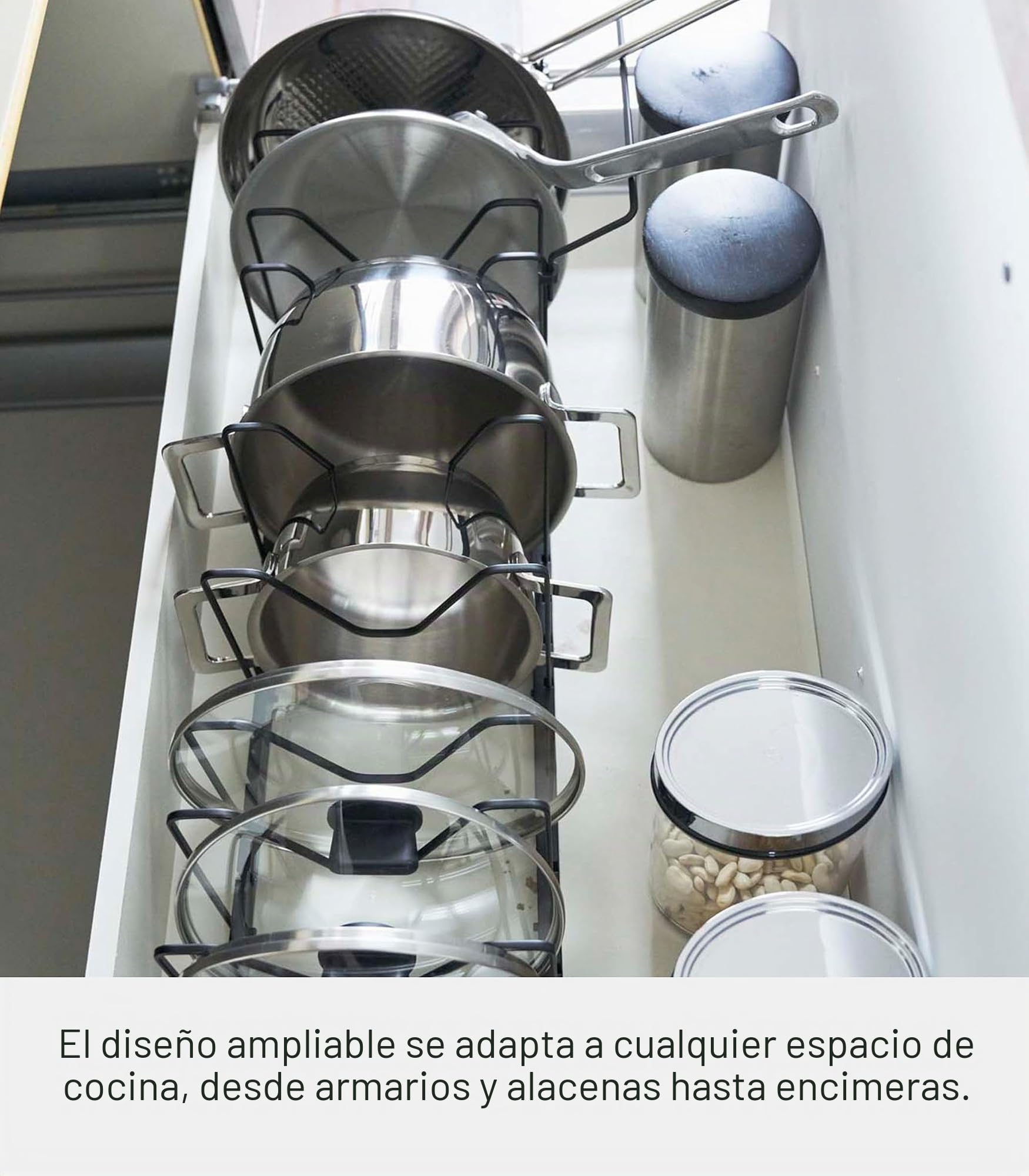 YAMAZAKI Torre Soporte para sartenes, Plástico Acero aleado, Negro