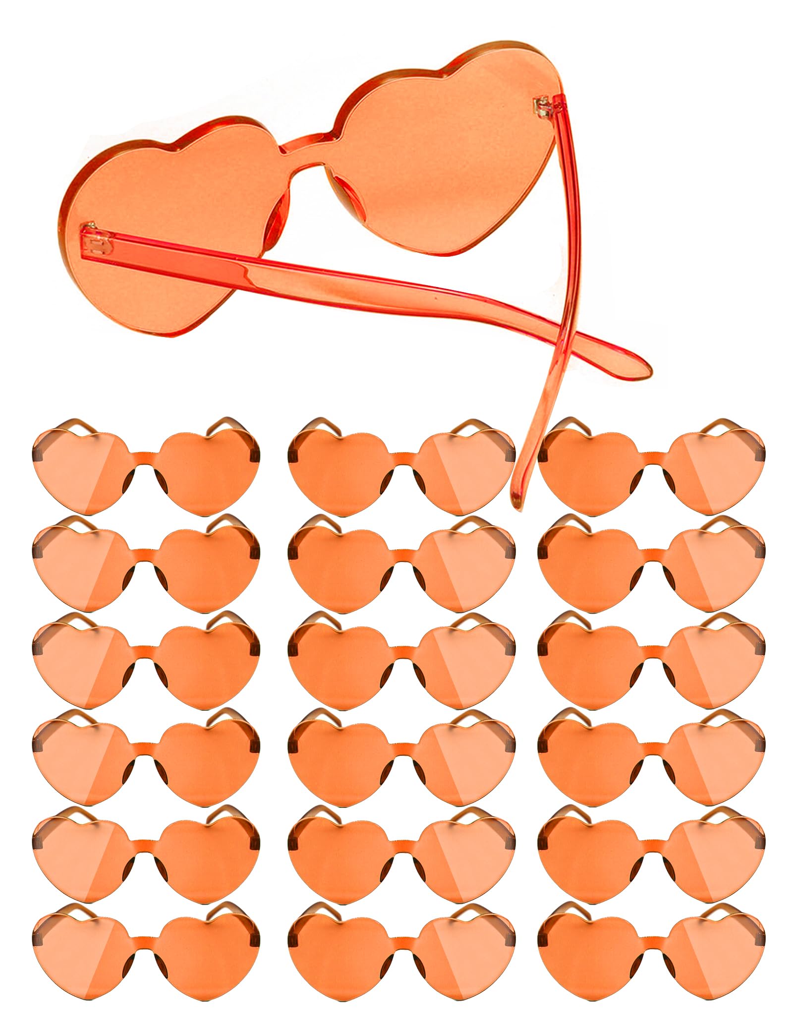MIUSKATL 18 Pairs Heart Sunglasses Rimless Heart Shaped Glasses Bulk Pack for Women Colored Party Birthday