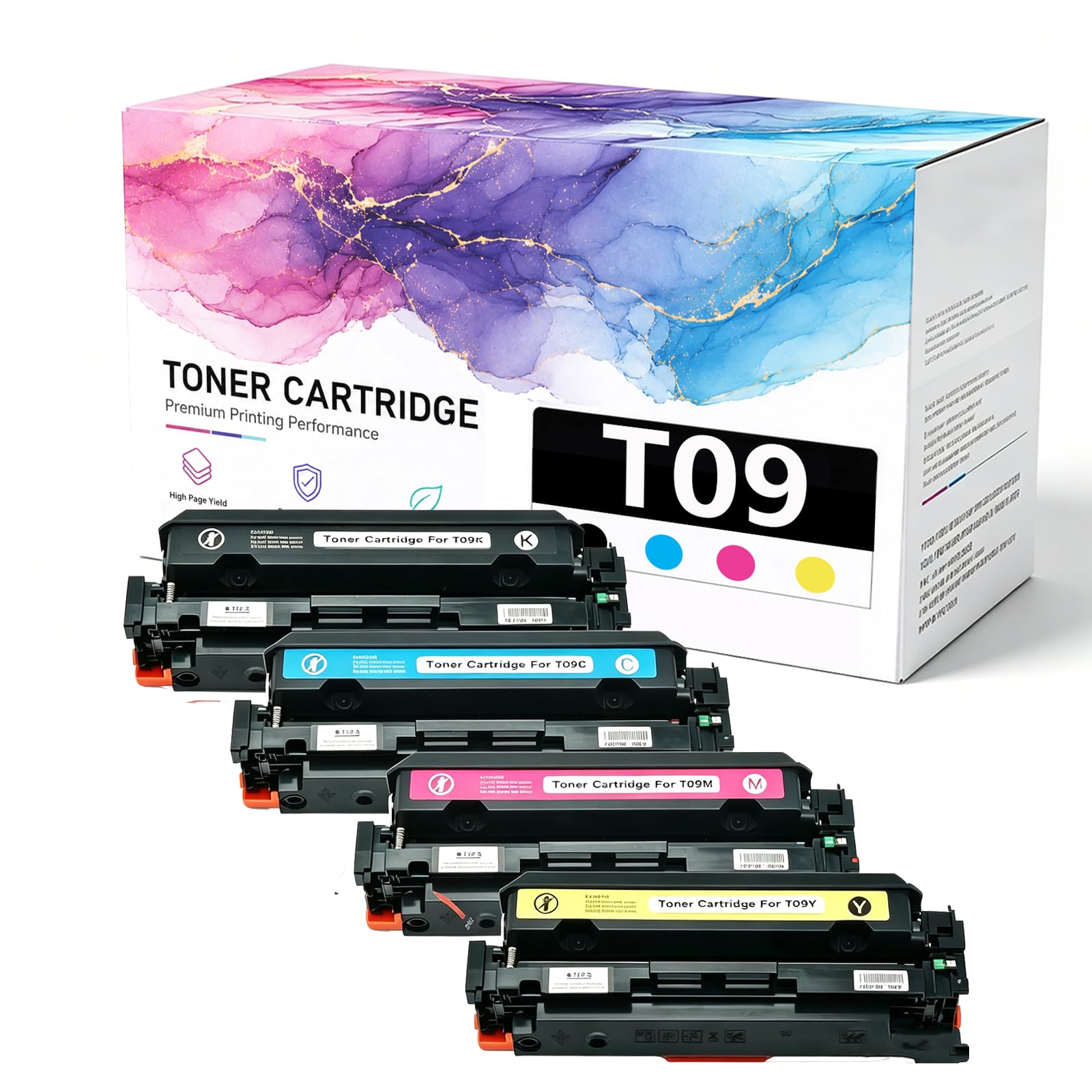 Cartouche de Toner T09, Remplacement à Haut rendement pour imprimante Canon C1127iF C1127i C1127iF C1127P MF1127C LBP1127C Impression Haute Vitesse, 4Pack ,4Pack