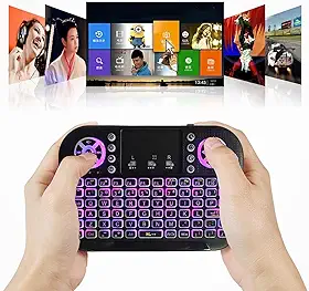 Mini Teclado Sem Fio Iluminado LED com Touchpad e Controle para Smart, PC e Dispositivos Multimídia