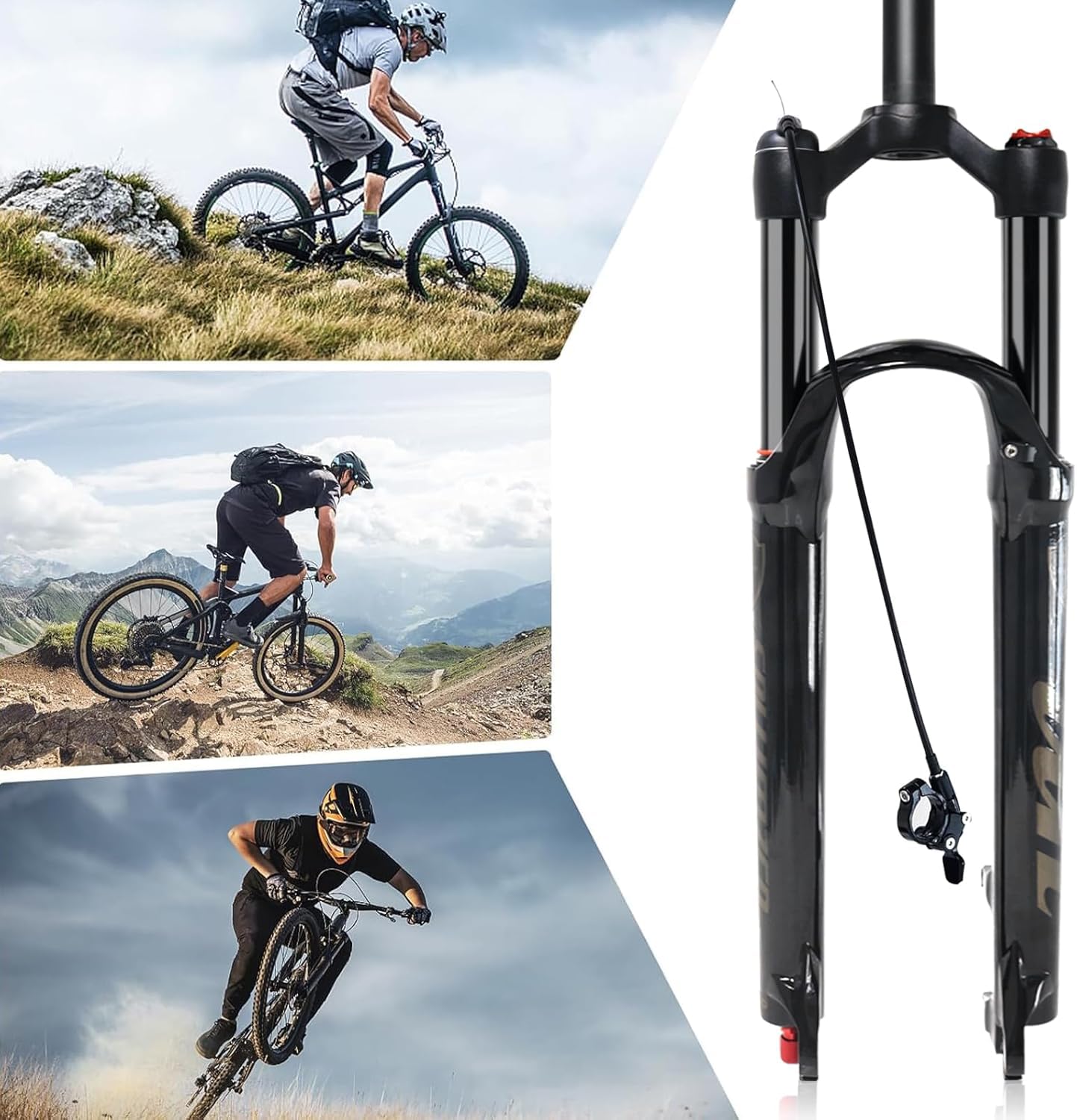 MTB Forcella 26 27.5 29 Pollici MTB Forcella Ammortizzata Corsa 120mm, 1-1/8 Tubo Dritto/Tubo Conico Forcelle Mountain Bike (Blocco Remoto Diritto, 29 Pollici)