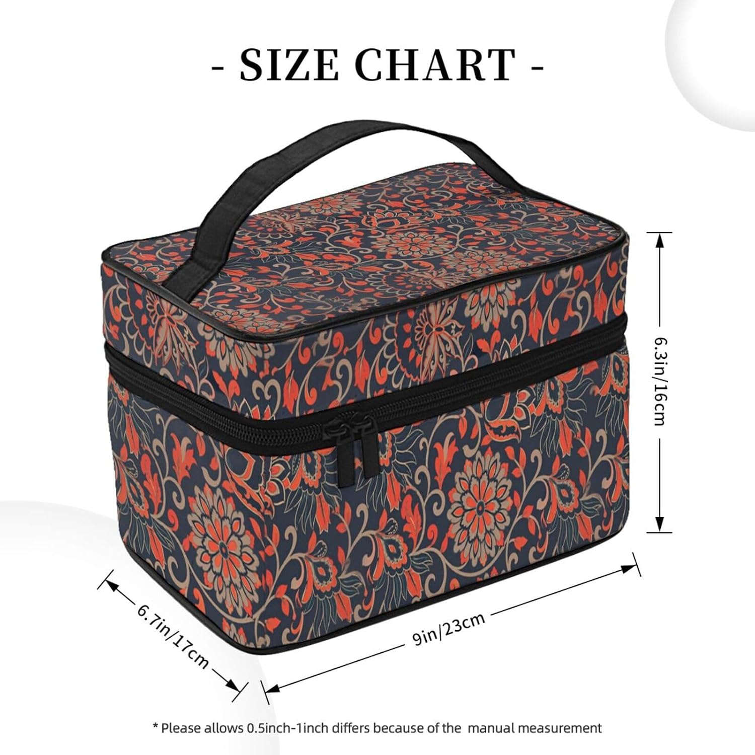 Floral Travel Toiletry Bag 9x6.7x6.3 Inch,Makeup Bag Cosmetic Organizer With Compartments Elastic Holders Portable Travel Kit For Women Men image 5