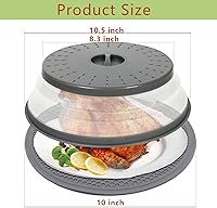 Vista 2 de Cubierta de salpicaduras de microondas de 10.5 pulgadas para alimentos con alfombrilla de 10 pulgadas, tapa protectora de salpicaduras de silicona