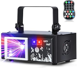 DJ Discolicht Partylicht, 6-in-1 RGBW Party Lichter, DMX Stroboskop Blitzer mit Fernbedienung, Musik Sound Activated Beam Effektstrahler für Festival Party Club Bühne Beleuchtung Show