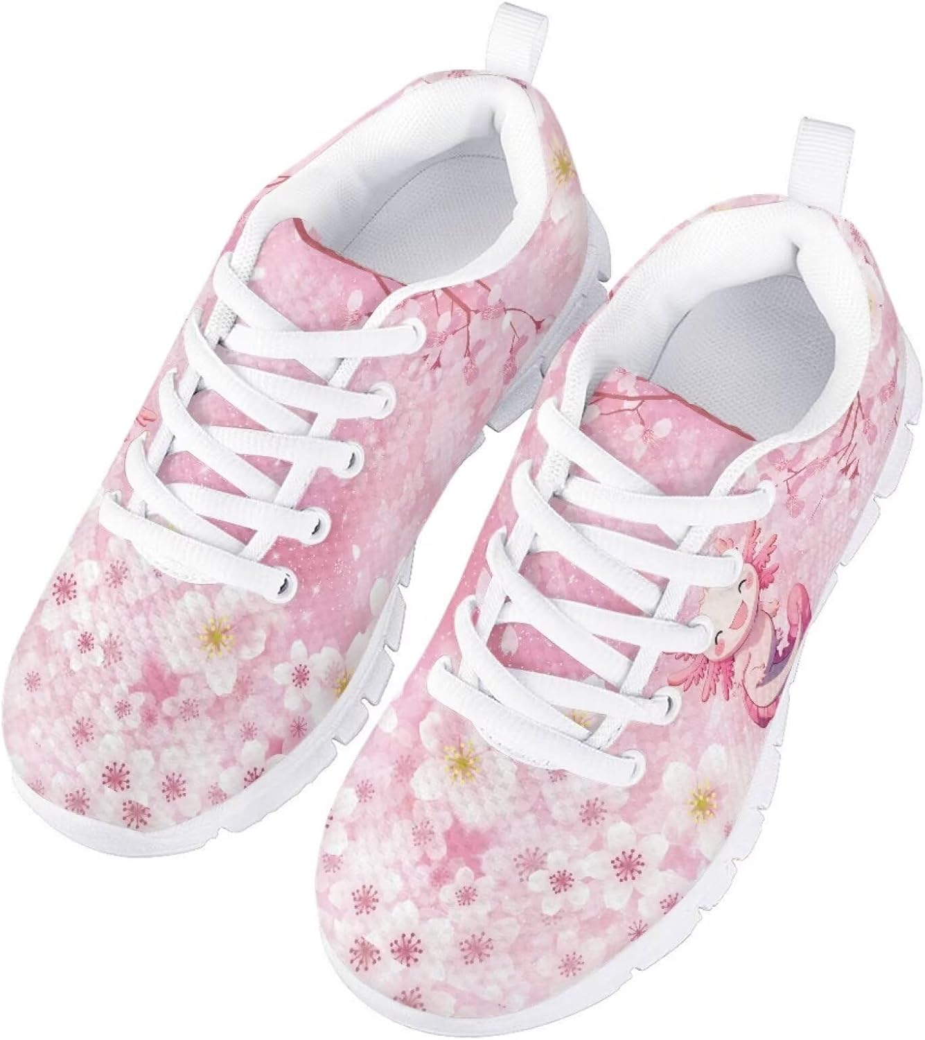 Doojoayie Little Kids School Sneakers for Girls Cute Axolotl Shoes for Running