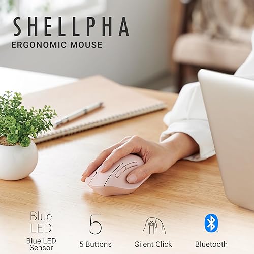 Miniatura 7 de ELECOM Ratón con forma ergonómica Bluetooth, clic silencioso, duración de la batería de 18 meses, 2000 DPI, 5 botones, sensor óptico, compatible con