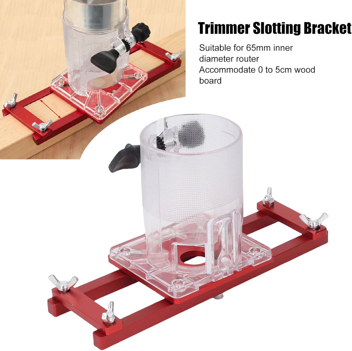 Woodworking Router Base Transparent Cover Wood Router Tool Slotting Bracket 2 in 1 Fastener Center Slotting Bracket for Cabinet Furniture Installation