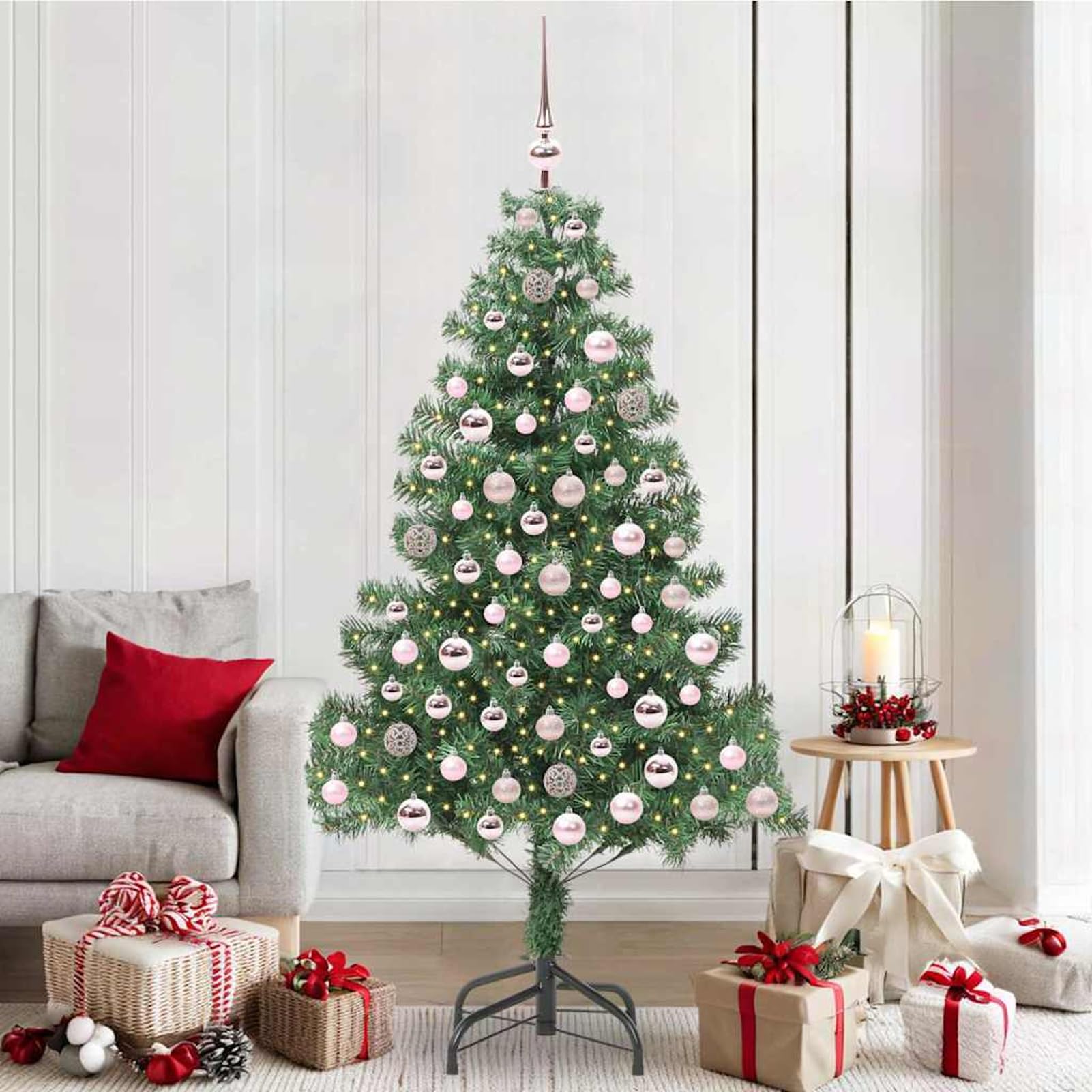 Árbol de Navidad artificial de PVC Gecheer de 210 cm con luces LED para evitar cables enredados