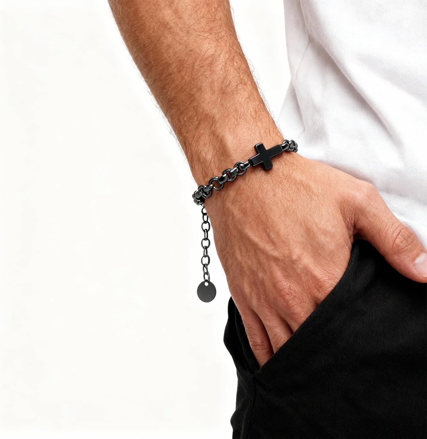 72ore Cross Bracelet for Men Faith Bracelet Chain Bracelets for Men Jesus Jewelry God Chain Black Jesus Gifts - Image 2