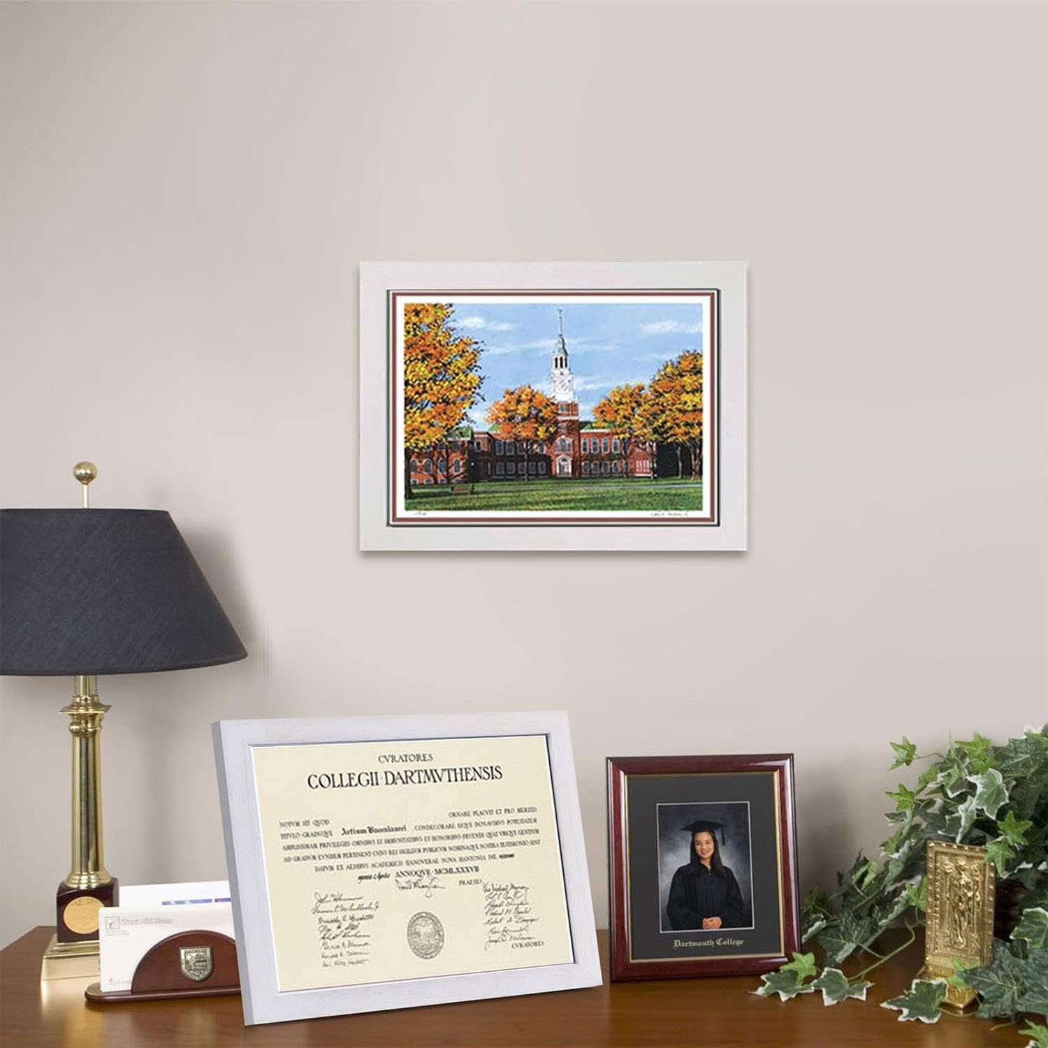 Emfogo 8.5x11 Certificate Frames with Stand Rustic Wood Document Frames with High Definition Glass Diploma Frames for Wall or Tabletop Display Set of 2 (White)