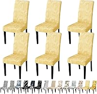 Vista 33 de JQinHome 6 fundas protectoras para sillas de comedor, de alta elasticidad, extraíbles y lavables, para el hogar, fiesta, hotel, ceremonia de boda