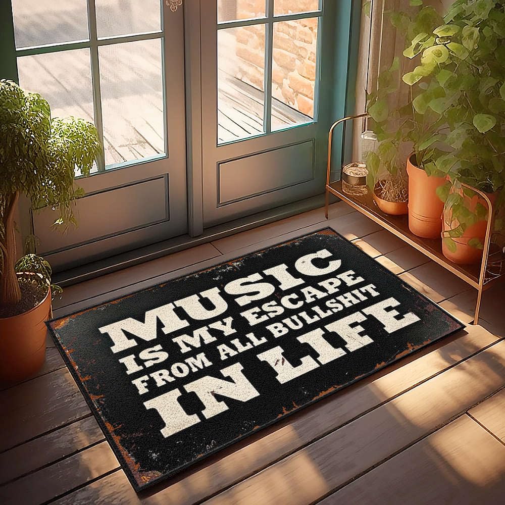 Tapis de sol Music Is My Escape grand tapis d'extérieur pour terrasse