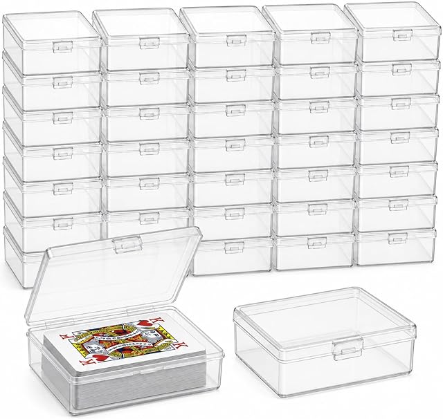 APACALI 30PCS Playing Card Case Clear Plastic Gaming Game Card Holder Organizer, Snaps Closed Clear Card Box Small Hard Plastic Card Storage Box, Empty Trading Card Storage Box 3.8x2.7x0.94 Inch