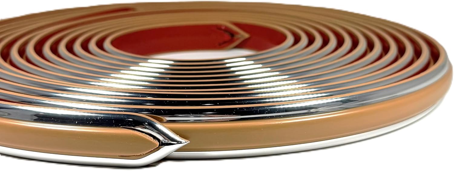 Cowles Vintage Style 5/8" x 26' Black & Chrome Side Body Trim Molding -with Formed Pointed Ends Fine-Line (2 Strips of 13' with Finished Ends) 25-530-01