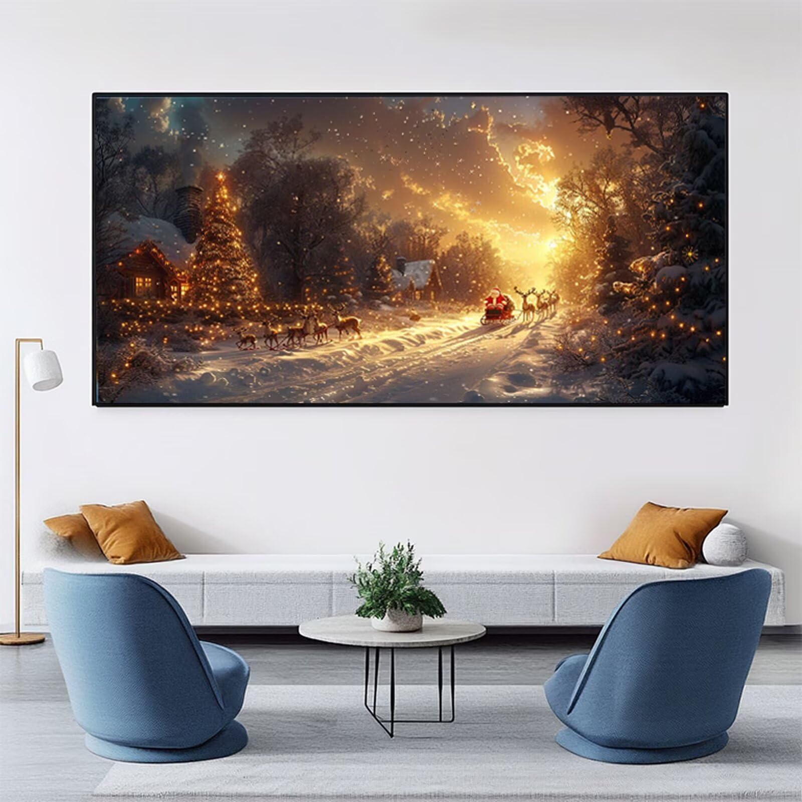 Malen Nach Zahlen Erwachsene Weihnachten Malen Nach Zahlen Reh DIY Paint by Numbers für Anfänger Mit 3-Pinseln und Acrylfarbe, Ohne Rahmen, Malen-Nach-Zahlen Set für Deko Wohnzimmer 60x120cm RB-413