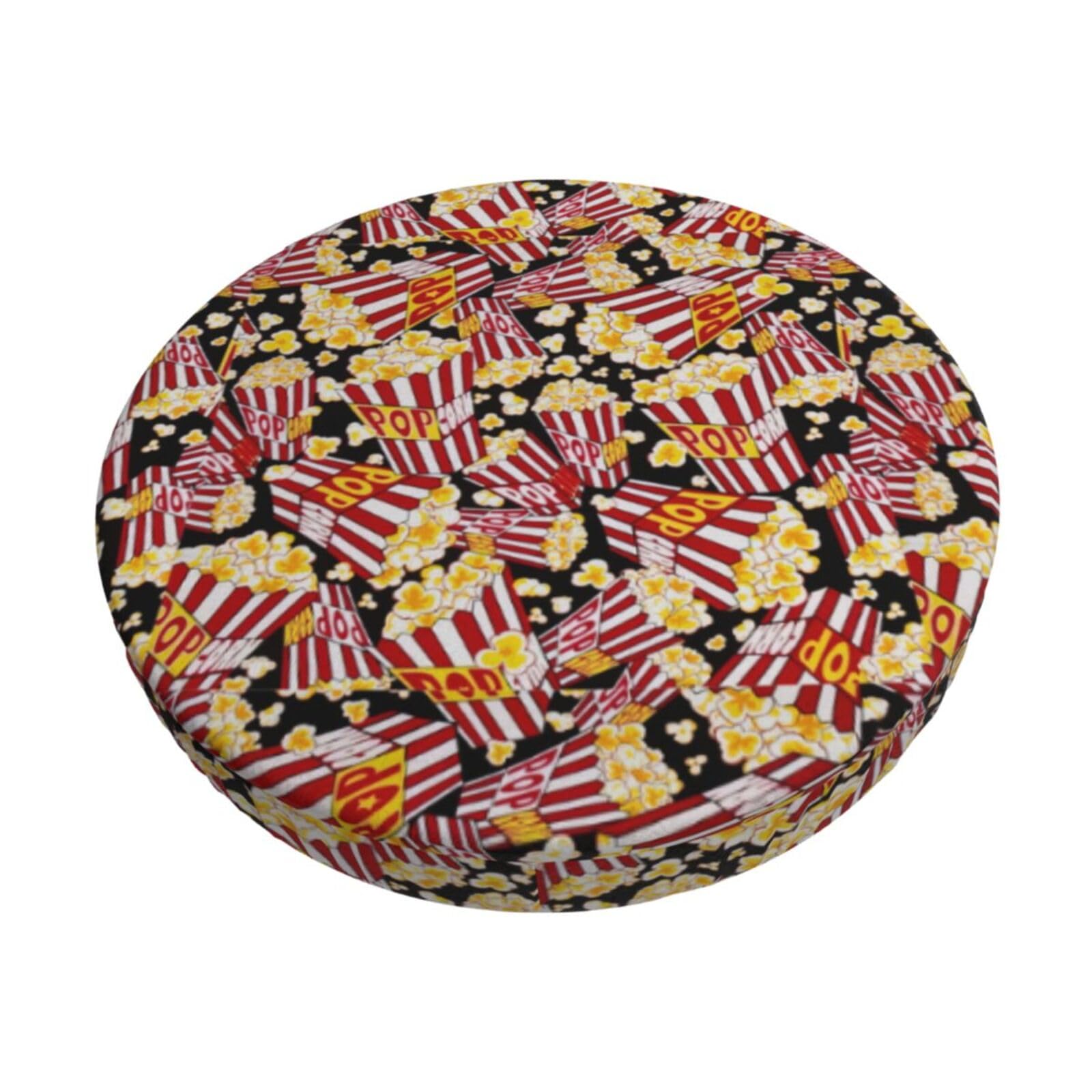 ACVnbm Popcorn Print Print Round Bar Chair Cushion Cover, Elastic Chair Protector For Kitchen Bar Dining