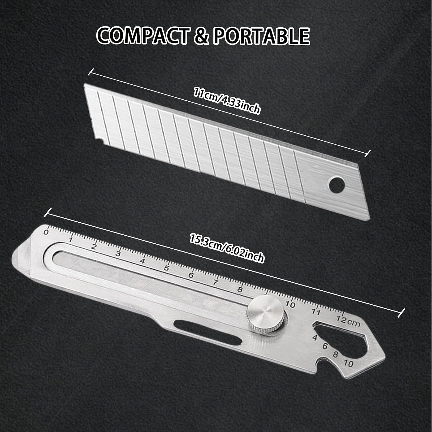 Mutipurpose Utility Knife, Heave Duty Full Stainless Steel Retractable Box Cutter with 10PCS replaceable Blades (18mm Wide), Extended Razor Knife for Office Home School, Safety Lock Design