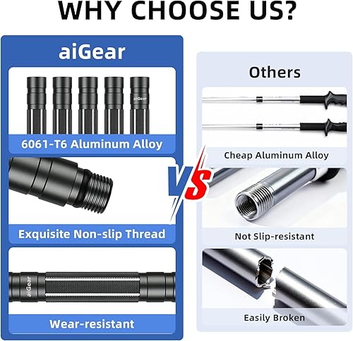 Miniatura 4 de aiGear G2 Tactical Stick Hiking Walking Staff - Trekking Poles Outdoor Adjustable Hiking Stick for Camping Hiking 58 TubeWithout Tool