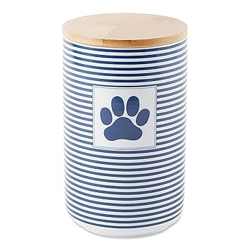 Bone Dry Paw & Patch Ceramic Pet Collection, Treat Canister, 4x6.5, Nautical Blue