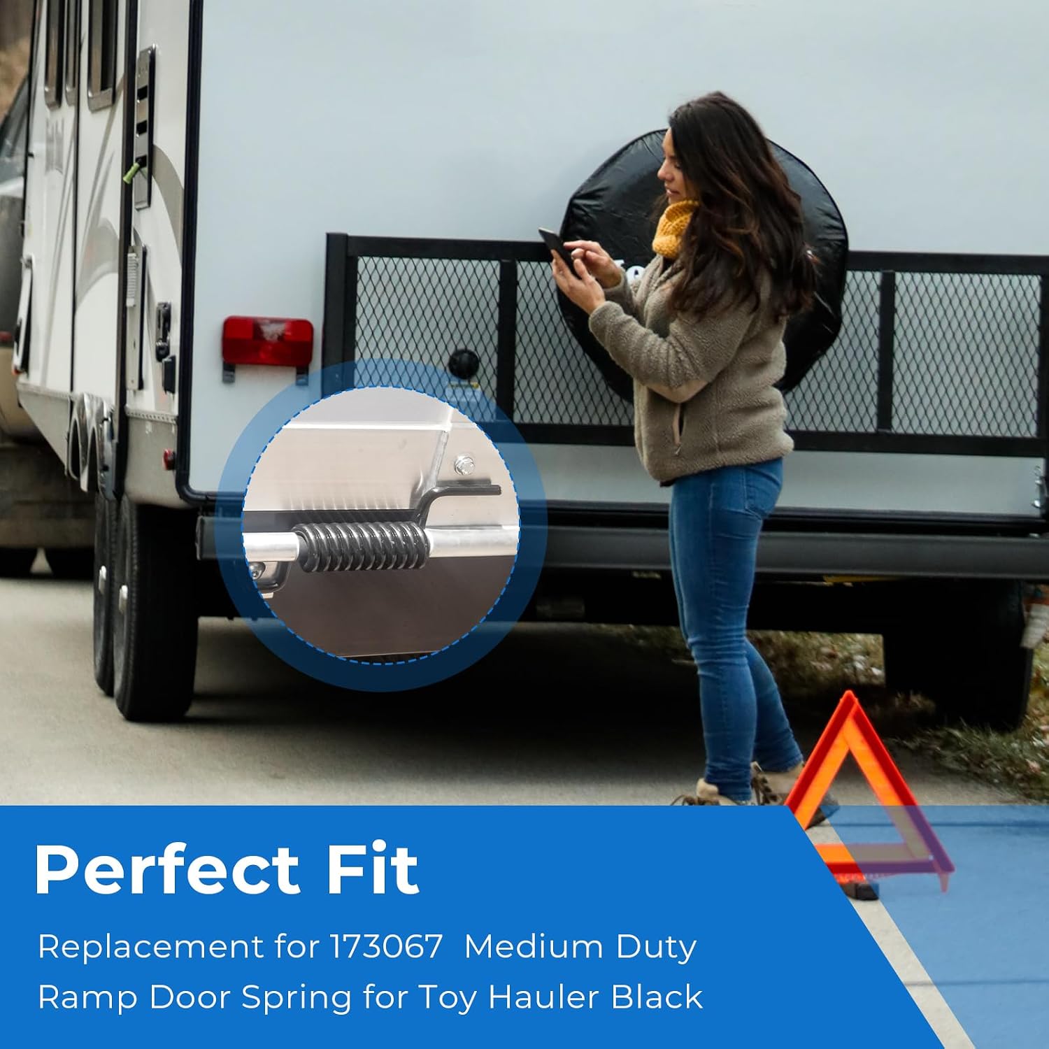 Spring for Lippert Toy Hauler Ramp Door - Medium Duty, Black Steel