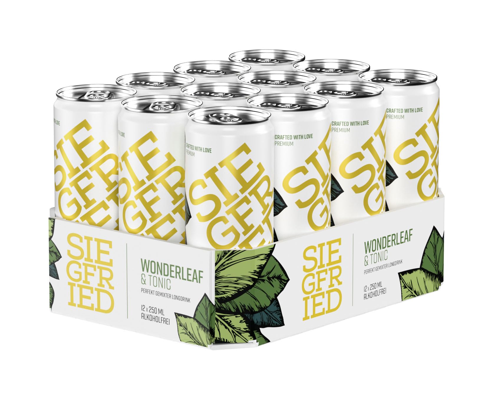 Siegfried Wonderleaf & Tonic | Alkoholfrei | Mit perfekt abgestimmtem Tonic Water I Ready-to-Drink | 12 x 250ml Dose | EINWEG | Made in Germany
