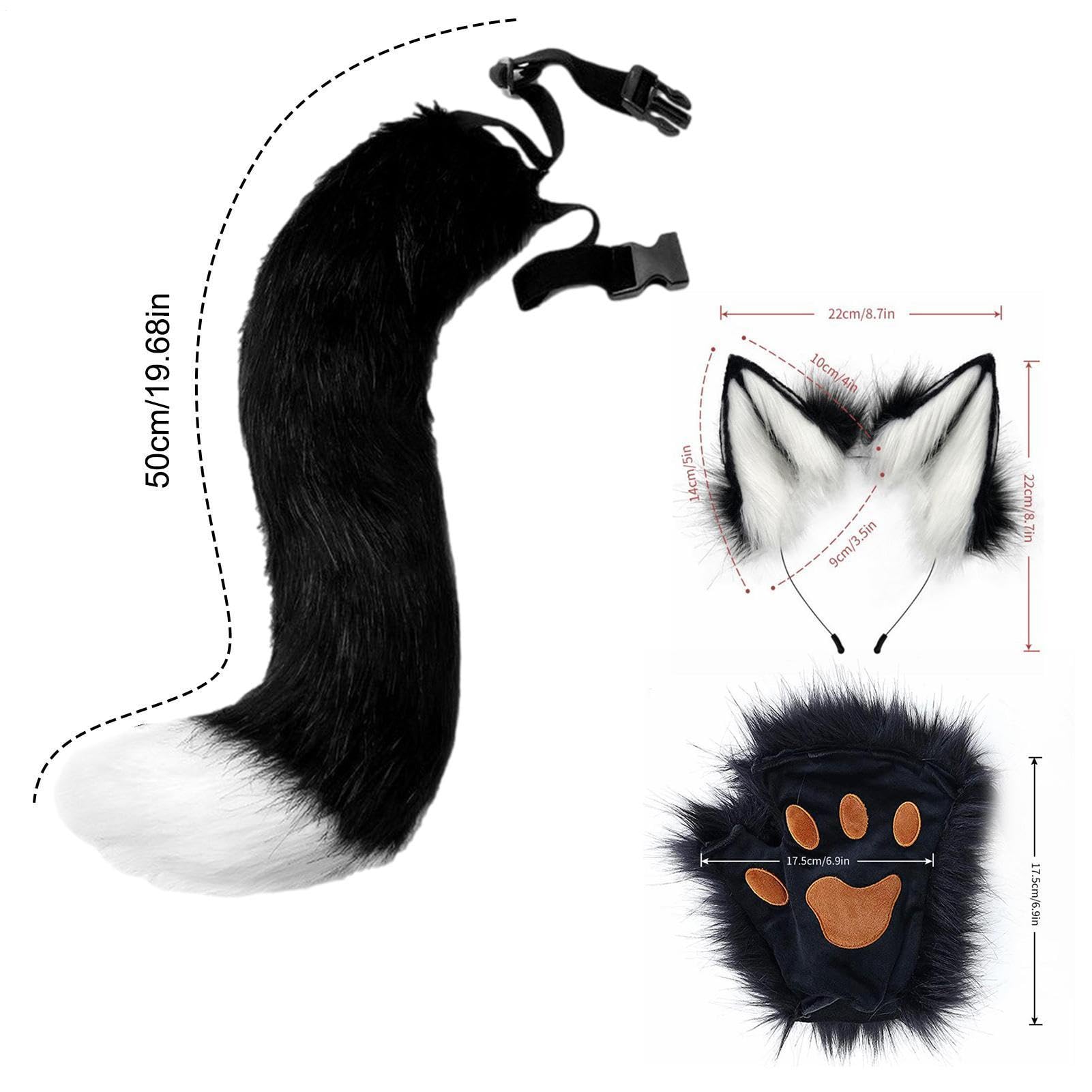 Wolf Stirnband und Schwanz Halloween Frauen Wolf Cosplay Requisiten | Rollenspiel Tier Schwanz Ohren Stirnband für Mottopartys, Maskenbälle, Bühnenaufführungen, Festivals und Events