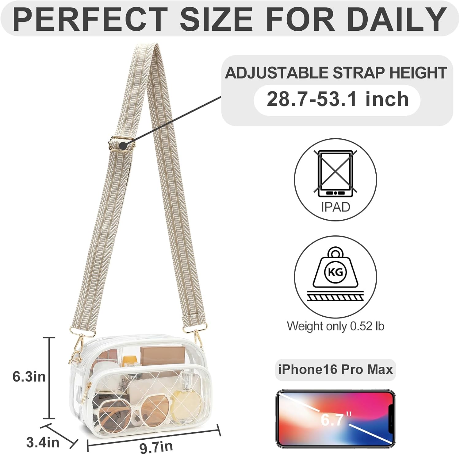 NEOREAL Clear Bag for Stadium Events Transparent Bags Crossbody Small Purse for Women Girls for Concerts Sports Approved - Image 3