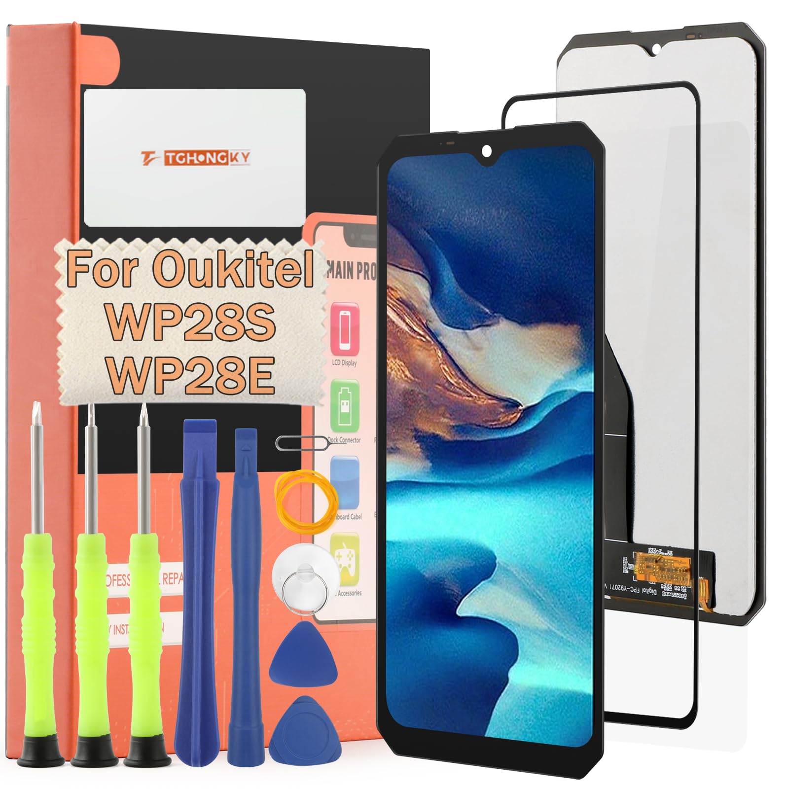 Schermo per Oukitel WP28S/WP28E Display Digitalizzatore Touch Screen LCD per Oukitel WP28S/WP28E Schermo LCD Display + Kit di Riparazione (Nero)