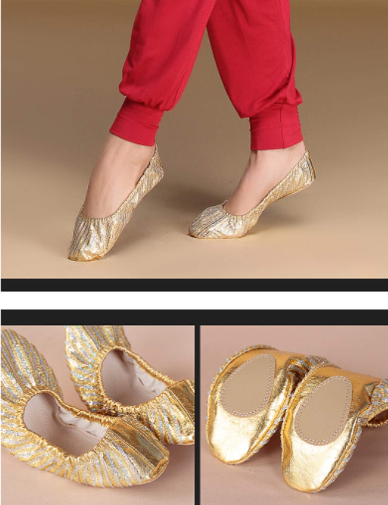 Legou Women's Faux Leather Ballet Dance Shoe L(40-41) Gold