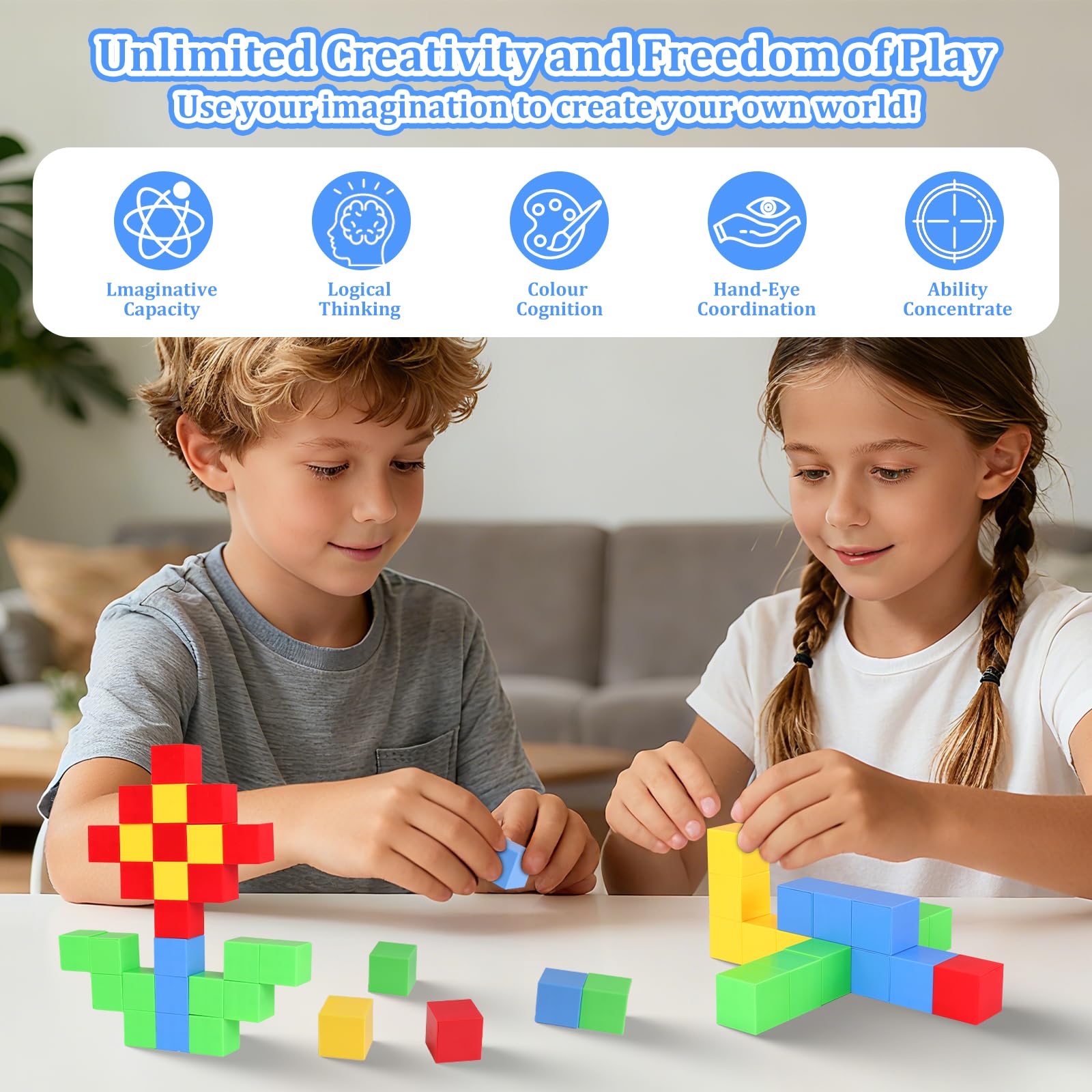 Magnetische blokken voor kinderen, 100 stuks, 3D