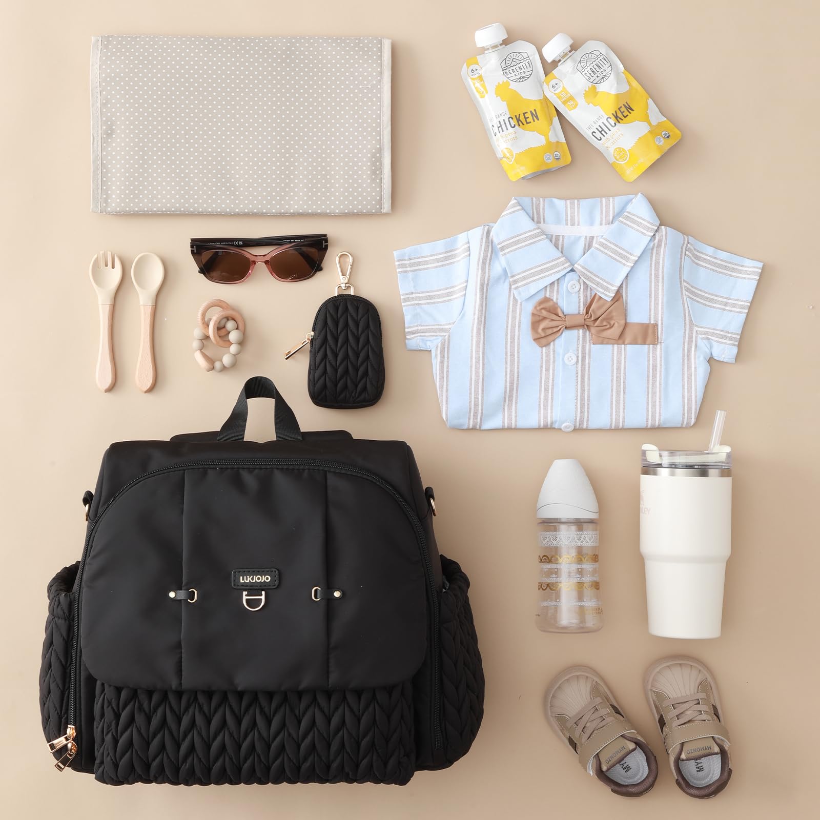 LUKJOJO Leila Diaper Backpack with Adjustable Shoulder Straps,Stroller Straps and changing pad - Image 2