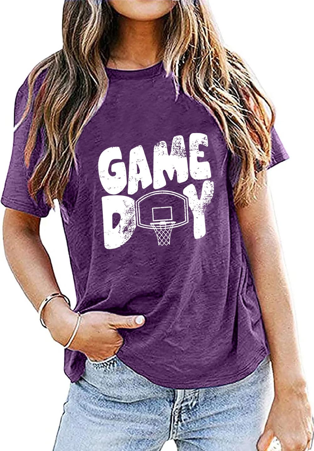 Basketball Women's Game Day Mom Basketball Casual Short Sleeve T-Shirt top