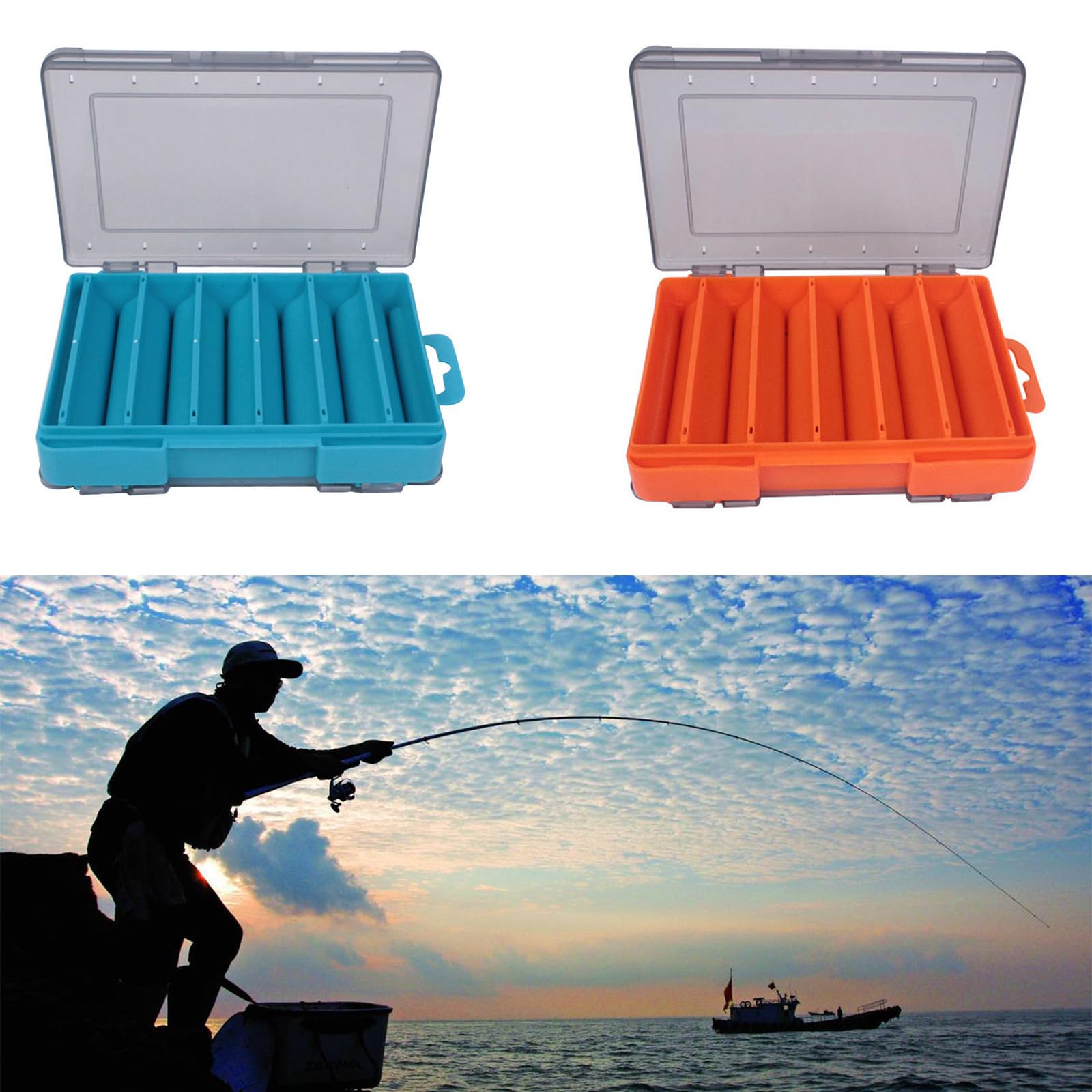 Scatole per attrezzatura da pesca a doppio strato con 16 scomparti, contenitore per attrezzatura da pesca, accessori per esche da pesca, per galleggianti, rig, esche e altre attrezzature