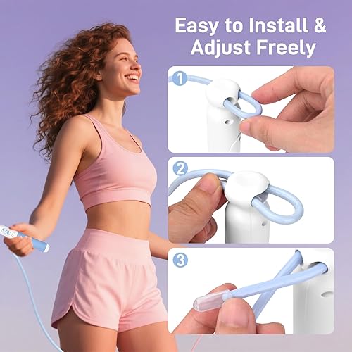 Miniatura 7 de Cuerda de saltar inalámbrica con contador, cuerda de salto pesada 2 en 1 con gran bola de salto inalámbrica y cuerda de acero ajustable con pantalla