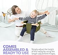 Vista 7 de CaTeam - Columpio de lona para bebé, silla de asiento colgante de madera con cinturón de seguridad, silla hamaca de bebé duradera, columpio