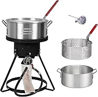 Vista 1 de Freidora de Propano al Aire Libre de 10.5 Cuartos de Galón de Red Mountain Valley con Cesta Filtro de Aluminio y Termómetro para Freír Pescado