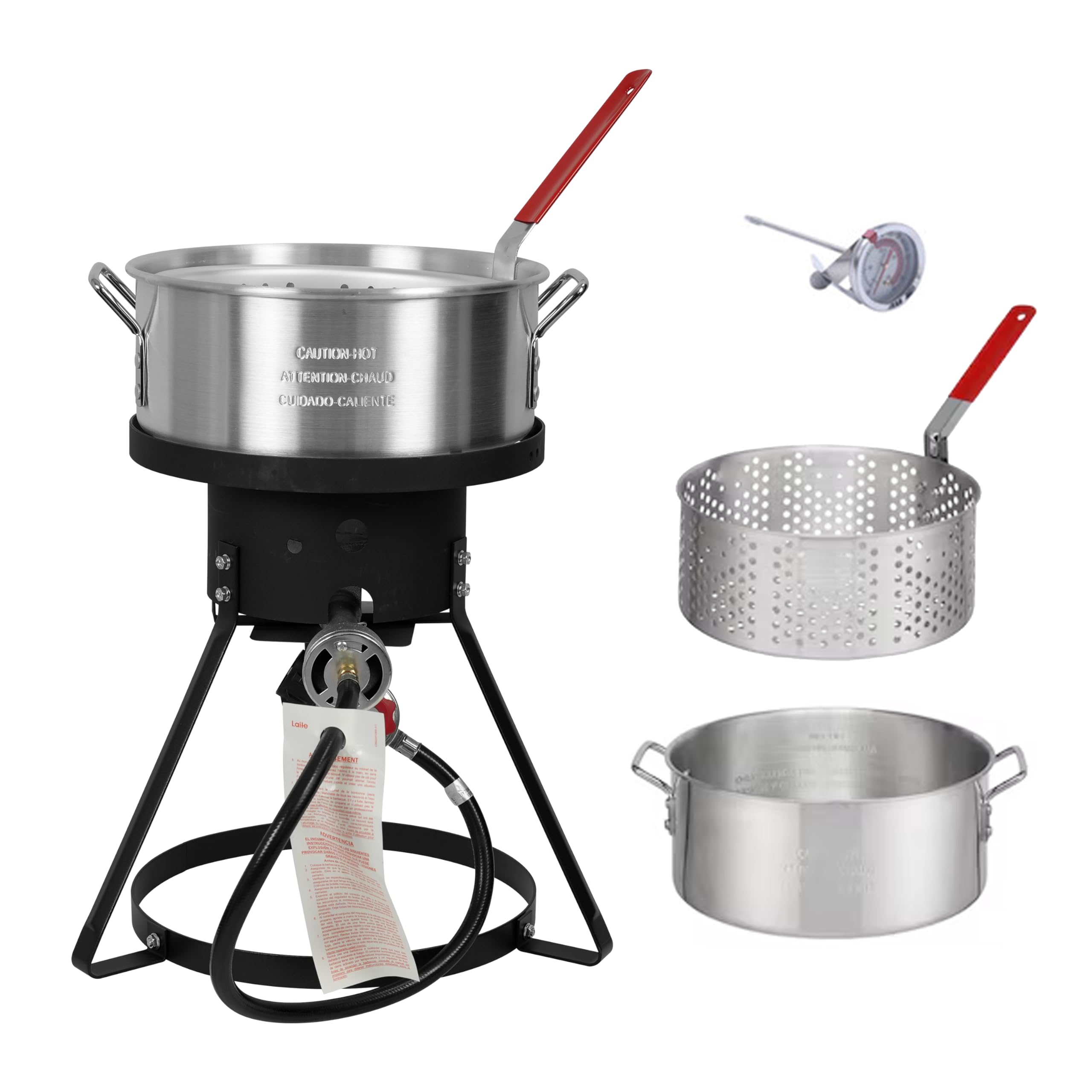 Red Mountain Valley 10.5-Quart Outdoor Propane Fish Fryer with Aluminum Filter Basket and Thermometer for frying fish, wings, 50,000 BTU Gas Propane Deep Fryer, 0-5 PSI Regulator, Full CSA Approved