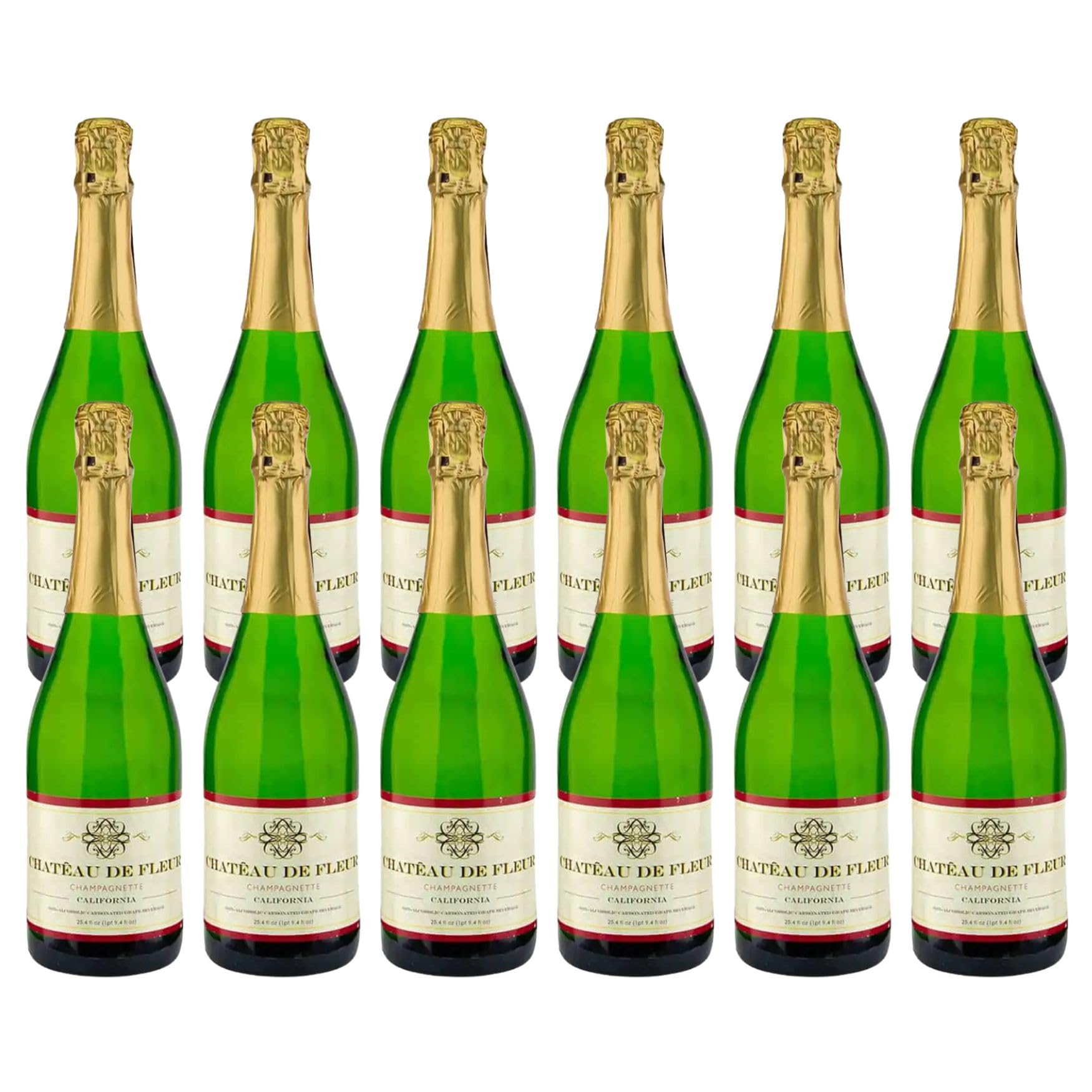 Chateau de Fleur Non-Alcoholic “Champagnette” 0.0% ABV, 750ml (Case of 12) – Alcohol-Free Champagne Alternative for Weddings & Events + BeClink Tasting Cards