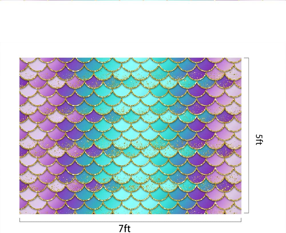 Popular Lofaris Mermaid Scales Backdrop for Photography Girls Princess Happy Birthday Background Glitter Purple Blue Newborn Baby Shower Party Decorations Portrait Banner Photo Booth Props 7x5ft Colorful