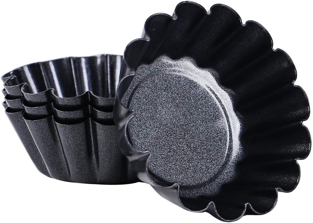 Egg Tart Molds 13 Pcs Mini Non-Stick Pan,2.6 Inch Carbon Steel Baking Cup and Reusable Quiche Bakeware