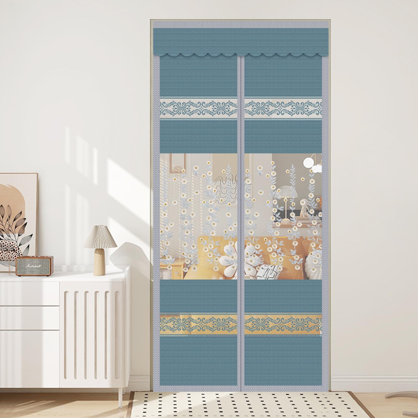 Moustiquaire de porte à fermeture automatique aimantée et rideau anti-moustique 120x240