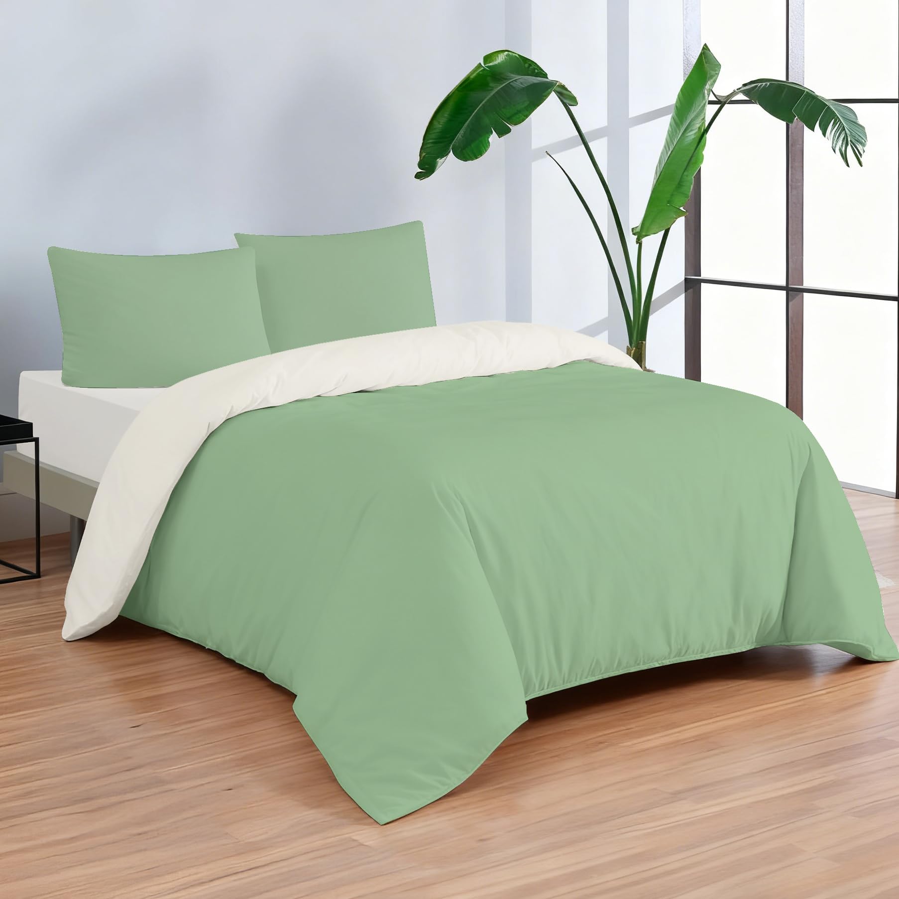 Etrexonline Juego de Funda Nórdica 3 Piezas Cama 135 Microfibra Extra Suave Transpirable - 1 Funda Edredón 220x220 cm y 2 Fundas de Almohada 50x70 cm (Eucalipto) — view 24